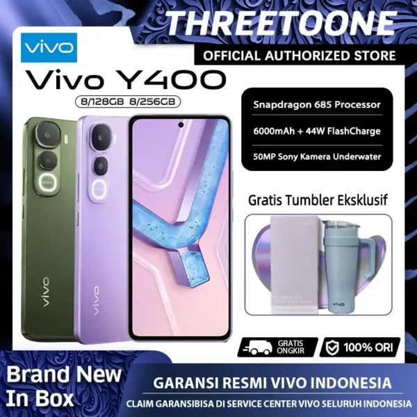 Vivo Y400 8/128GB 8/256GB 6000mAh Baterai 44W FlashCharge