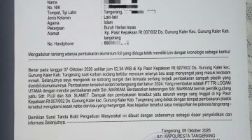 Diduga Lakukan Pembakaran Aluminium Foil Ilegal dan Resahkan Warga, PT Tri Logam Utama Resmi Dilaporkan ke Polresta Tangerang