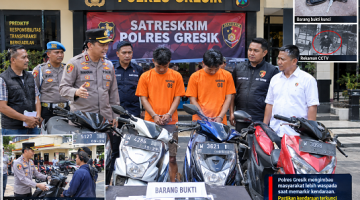 Kurang Dari 2 Jam,Polisi Tangkap 2 Terduga Curanmor Digresik 4 Motor Korban Di Kembalikan.